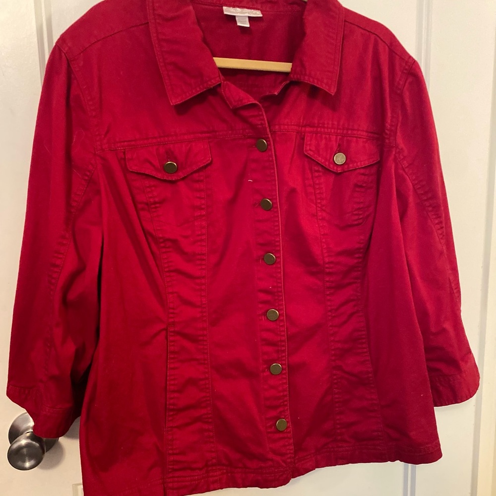 Dress Barn Bright Red Denim-Style Jacket